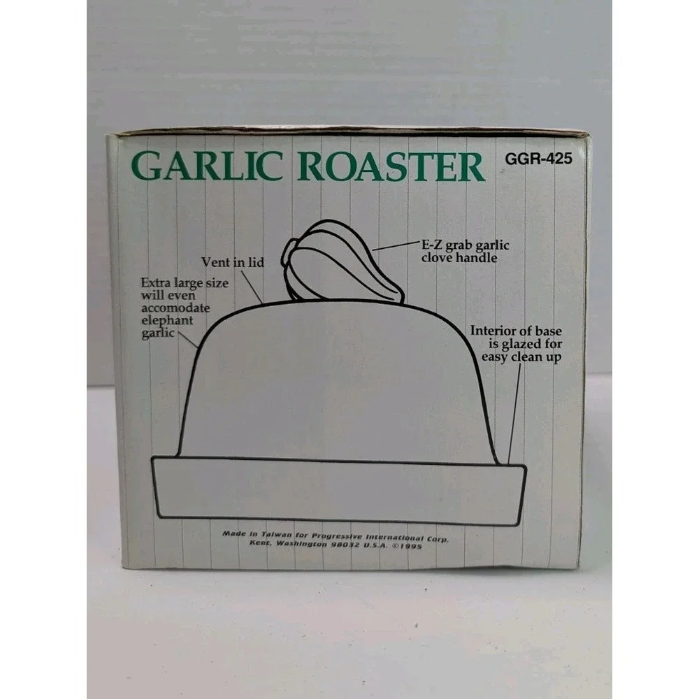 Progressive Terra Cotta Garlic Roaster XL Clay Dome Lid Vented GGR-425 NIB
